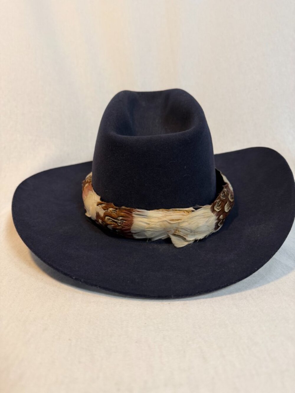 Vintage American Hat Co Felt Cowboy Hat 7 3/8 Feather Band Western USA - Picture 5 of 10